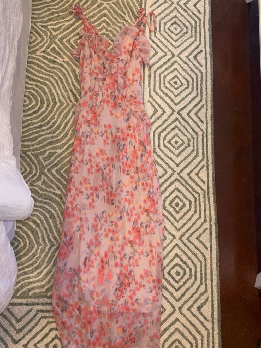 Steve Madden Pink Floral Ruffle Maxi Dress